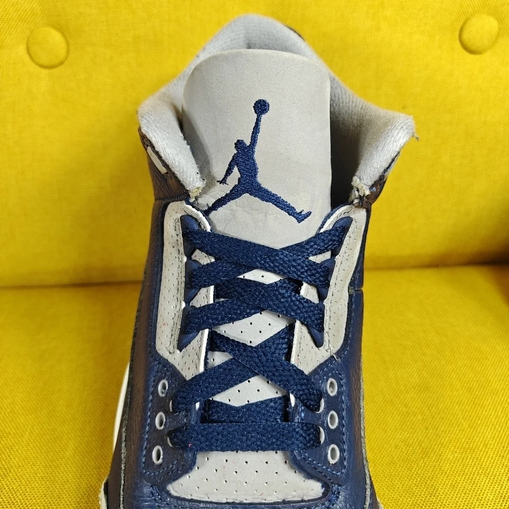Jordan 3 Retro Georgetown Navy Gray Basketball Sneakers Men's Shoes Size 8
